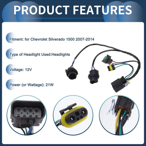 Chevrolet Silverado (1500 / 2500 / 3500) Headlight Wiring Harness (2007-2014)