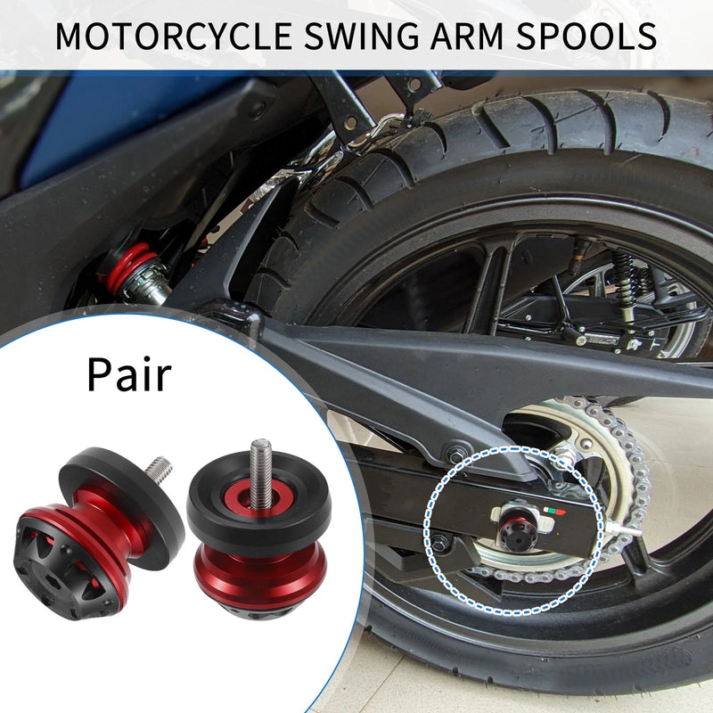 Motorbike 1 x Pair Swingarm Spool 6mm CNC Swing Arm Sliders Stand Red
