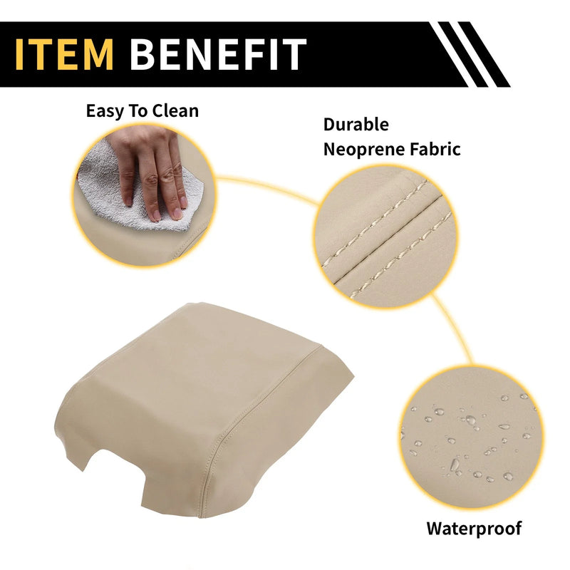 Ford F-150 2015-2020 Microfiber Leather Beige Console Lid Armrest Cover