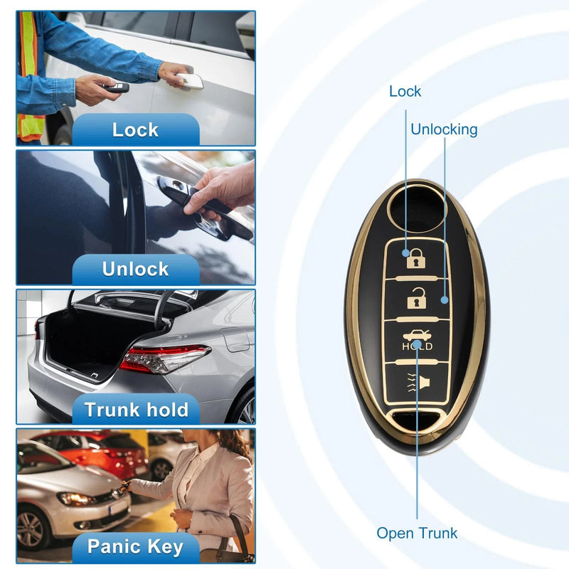 Silicone Car Smart Key Fob Case Cover INFINITI QX80 Protector Black
