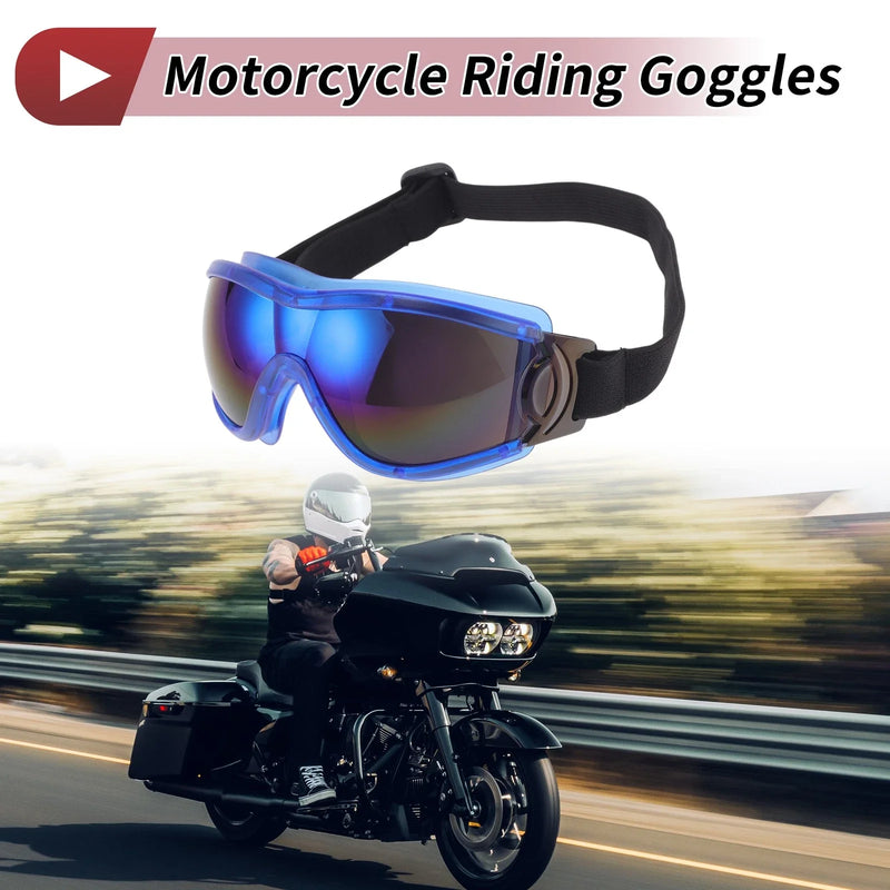 Motorcycle Colorful Lens Blue Frame PC PU Sunglasses Goggles