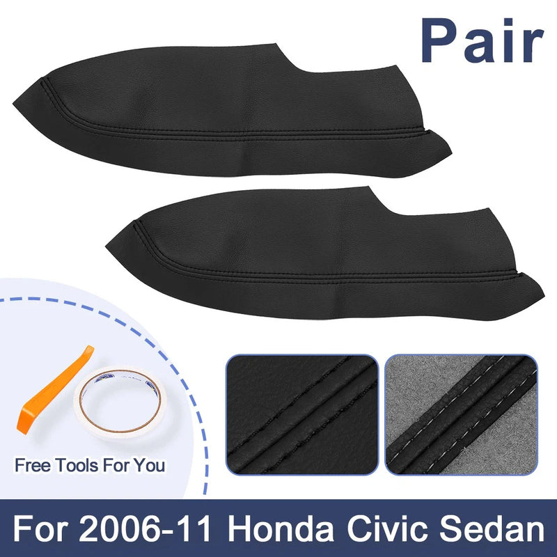 Honda Civic Sedan Front Door Armrest Covers  Black (2006-2011)