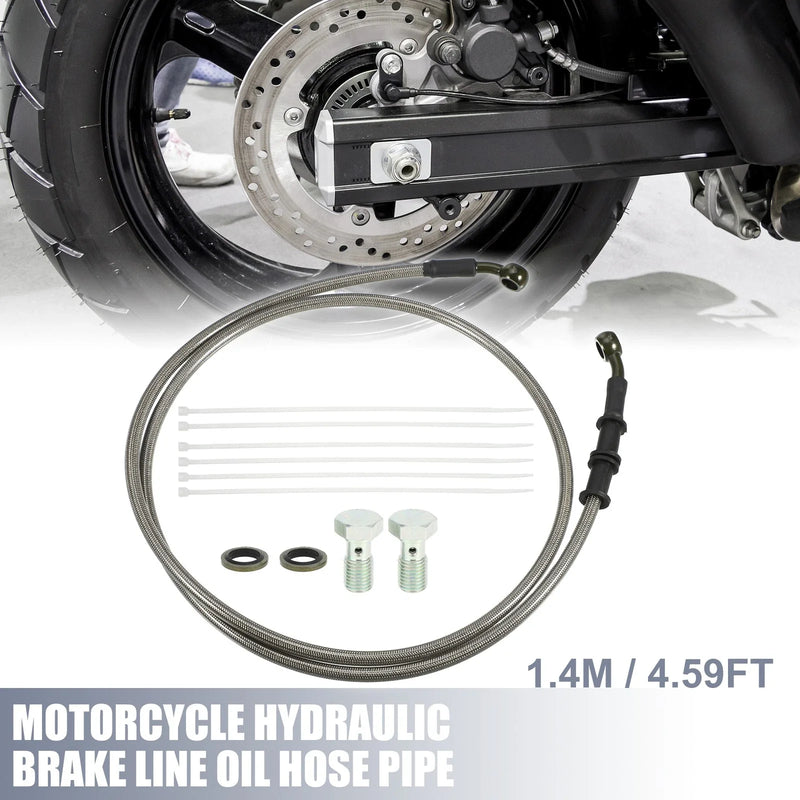 1 Set 1.4m Motorcycle Hydraulic Brake Line Hose with Screws