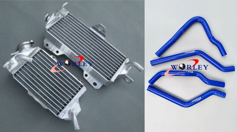 Kawasaki KX125 KX 125 Aluminum Radiator + Black Hoses (1990-1991)