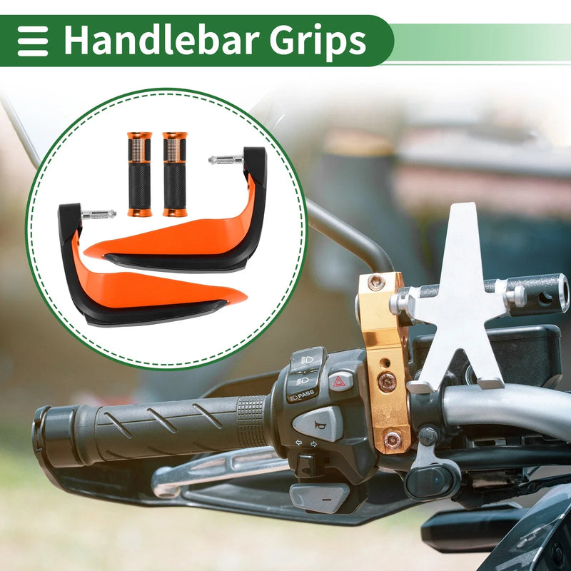 Motorcycle Aluminum Orange Throttle & Bar Hand Grips Cover Kit