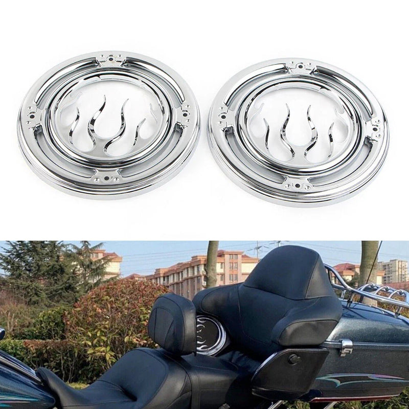 Harley Electra Street Tri Glide Chrome Rear Speaker Accent Trim Covers