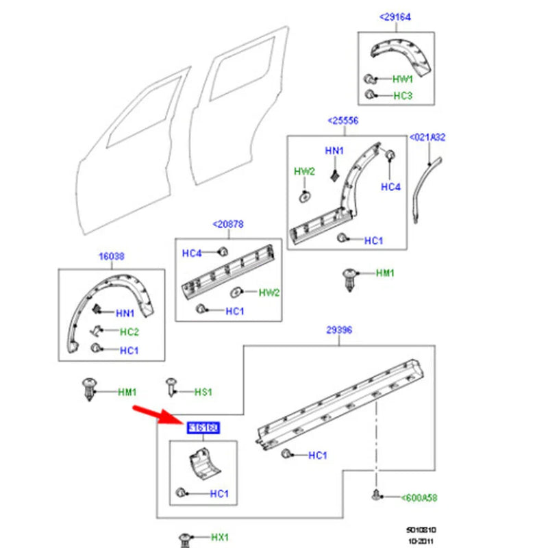 Land Rover LR3 LR4 Fender Side Corner Protector Molding (2005-2016)