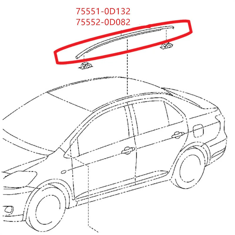 14-18 Toyota Yaris Roof Drip Side Finish Moulding (2014-2018)