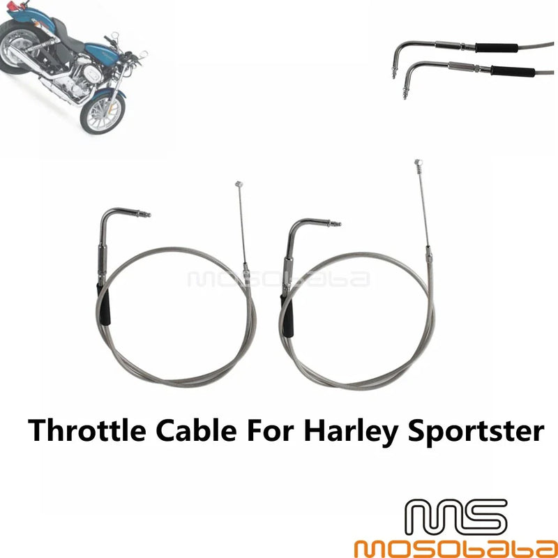 Harley Sportster XL883 XL1200 Stainless Throttle Cable Wires (1996-2015)