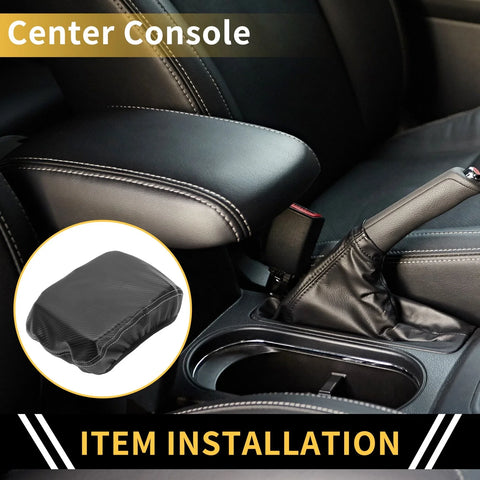 Chevrolet Microfiber Leather Middle Carbon Fiber Black Armrest Cover