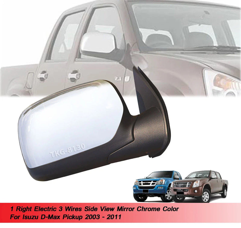 Isuzu D-Max 3 Wires Side Mirror Chrome (2003-2011)