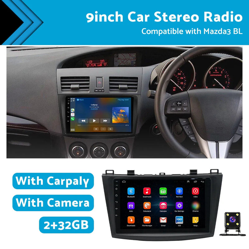 Mazda 3 32GB Android Apple Carplay 9" Stereo Radio GPS (2009-2013)