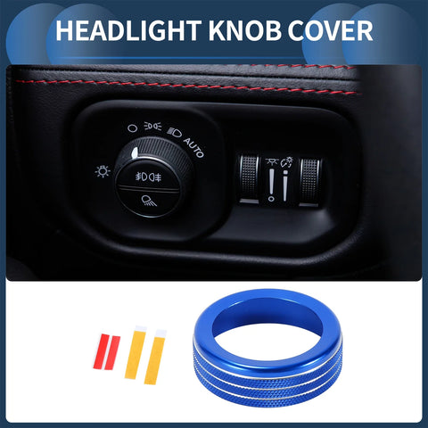 Dodge RAM (2018-2022) Blue 1 x Pc Headlight Fog Light Switch Knob Cover Ring
