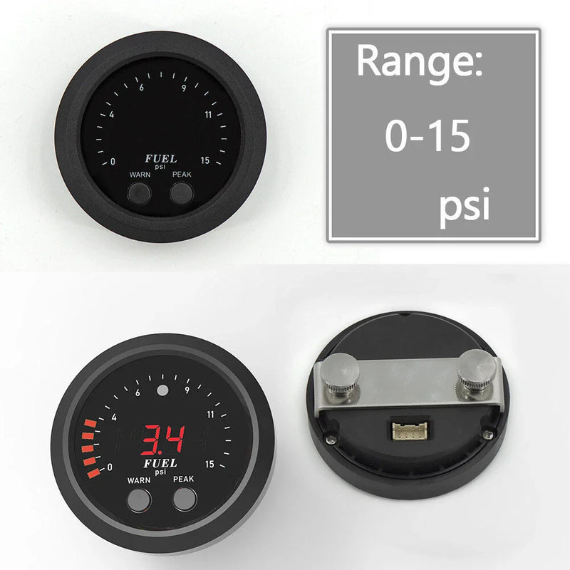 Car 12V 52mm Ultra-thin Electronic Fuel Pressure Meter w/ Sensor