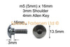 Motorcycle Bolts 10x m5 x 16mm +3mm Shoulder