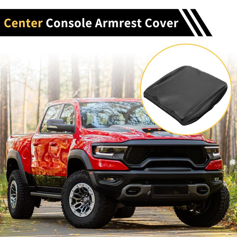 Dodge Ram Microfiber Leather Carbon Fiber Black Armrest Cover