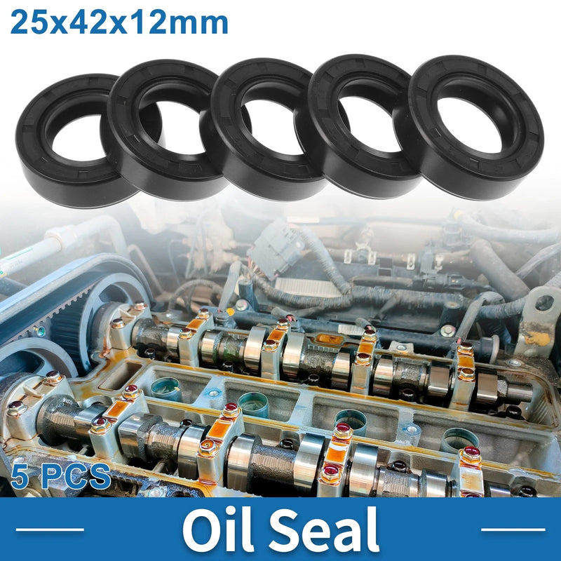 Vehicle Oil Seal 25x42x12mm 5 Pcs Seal Ring Rotary Shaft Nitrile Rubber