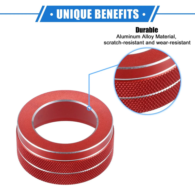 Toyota RAV4 (2019-2023) Red 4 Pcs AC Climate Control Knob Rings