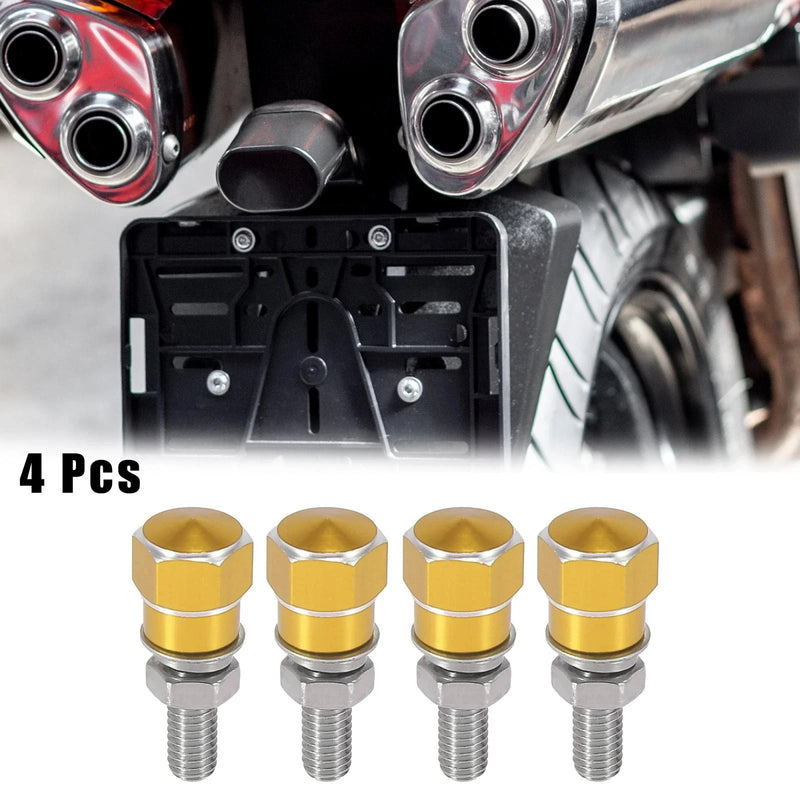 Make Model Bolts / 4pcs / License Plate Bolts Aluminum Alloy Gold Tone