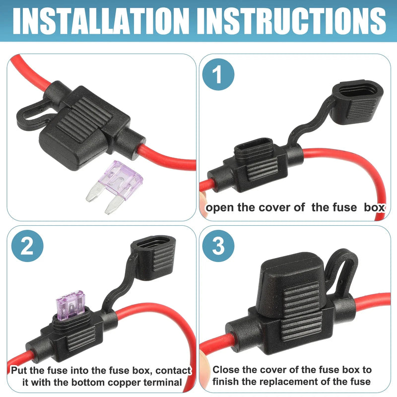 Car 4 x 12 Gauge Mini Blade Style Inline Fuse Holders with 35A Fuses