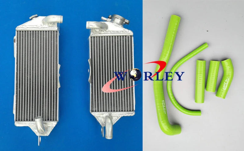Kawasaki KX500 Aluminum Radiator & Green Silicone Hose (1988-2004)