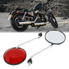Motorcycle 2 x Rearview Mirrors M8X1.25 Round Red