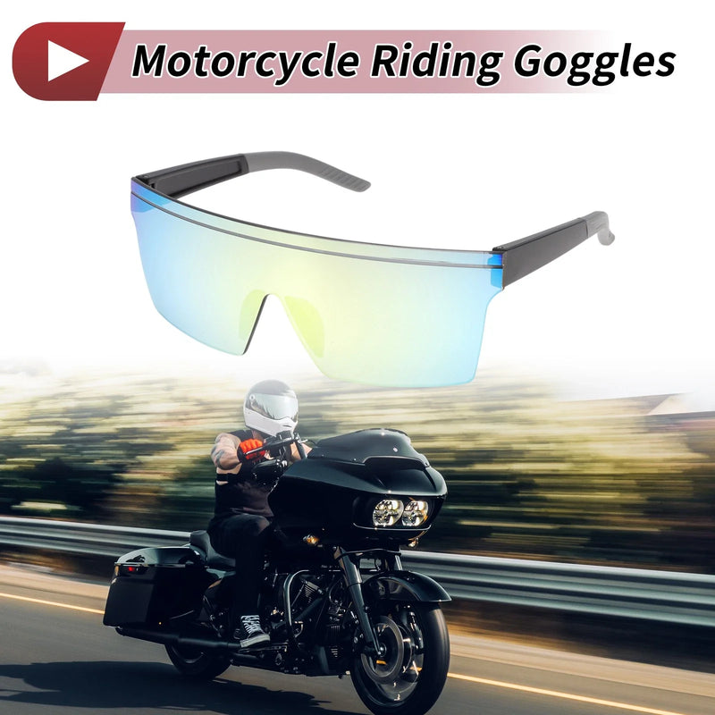 Goggles Motorcycle Riding Gold Tone Lens Black Frame PC Sunglasses