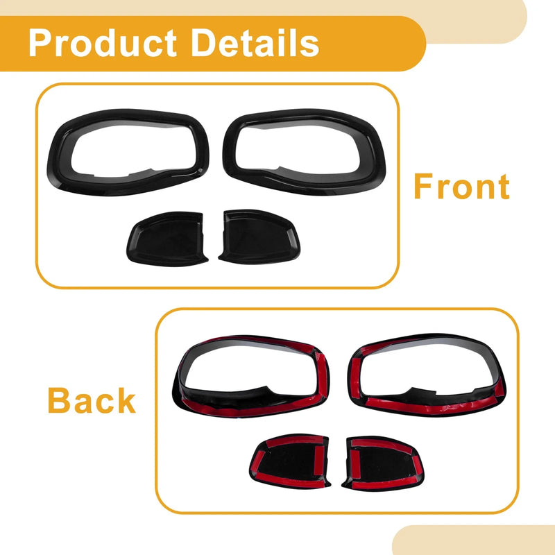 Jeep Renegade (2015-2023) 4 x Black ABS Interior Door Handle Bowl Cover Trim
