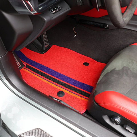 Corvette C8 Coupe Z06 Z51 2 x Red Carpet Floor Mats Protection Pad (2020-2025)