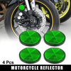 Motorcycle 4pcs M6x1.0 Green Universal Screw Mount Round Warning Reflector