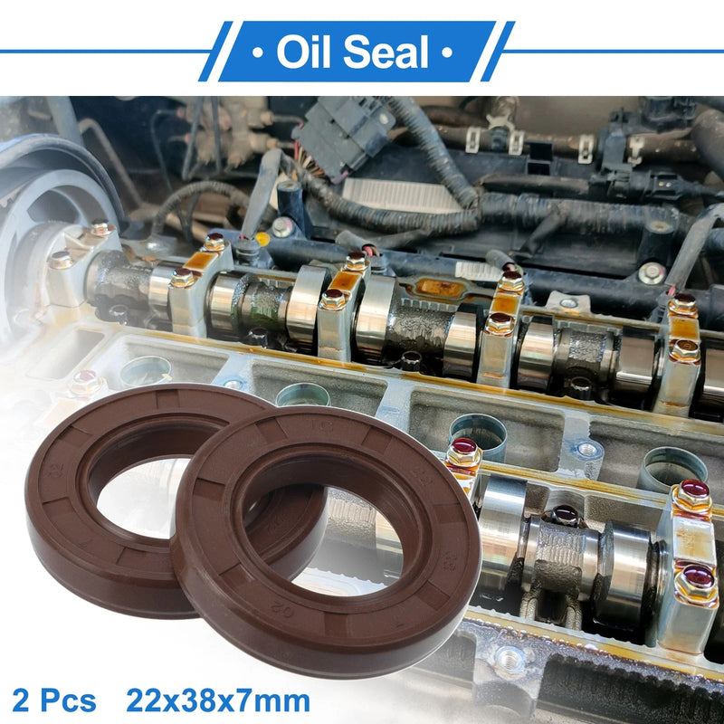Oil Seal 22x38x7mm Brown 2 x Seal Ring Rotary Shaft Seal FKM Rubber
