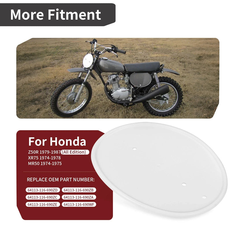 Honda Z50R XR75 MR50 WHITE FRONT SIDE NUMBER PLATE (1974–1987)