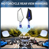 Rear View Mirror M8/M10 Motorcycle Side Rearview Mirror Blue Aluminum Alloy