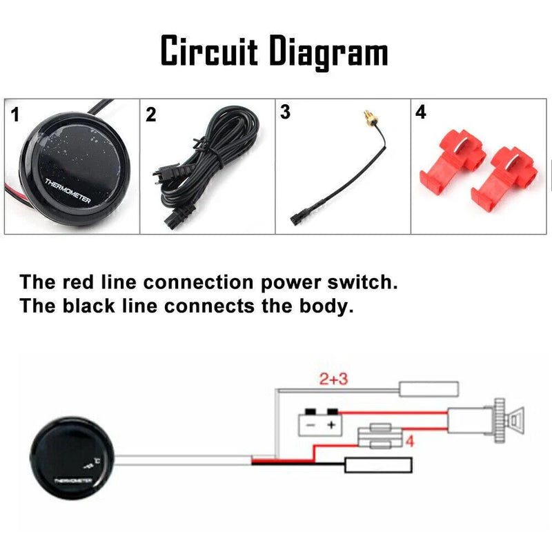 Make & Model Red LCD Digital Thermometer Water Temperature Sensor Gauge