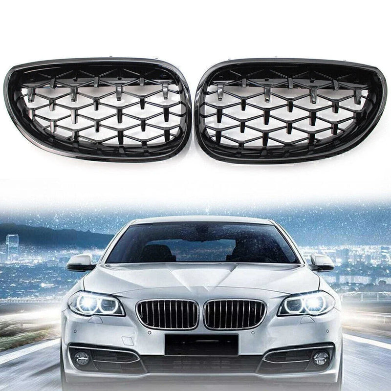 BMW E60 5 Series Gloss Black Diamond Meteor Front Kidney Grill (2003-2009)