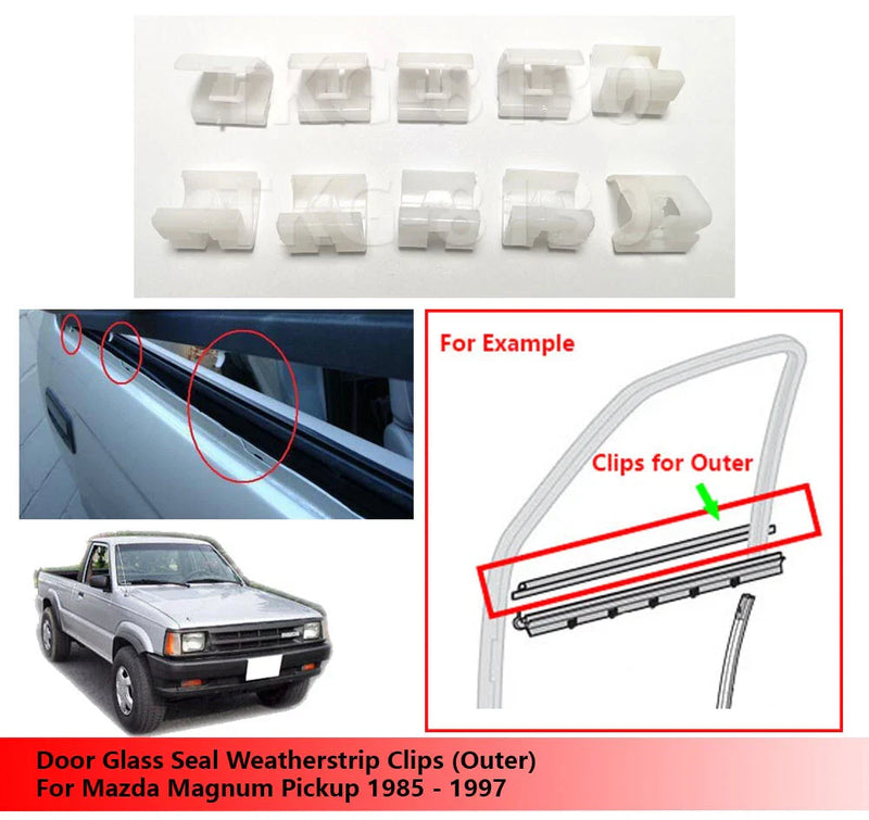 Mazda Magnum 10 x Door Glass Seal Clips (1985-1997)