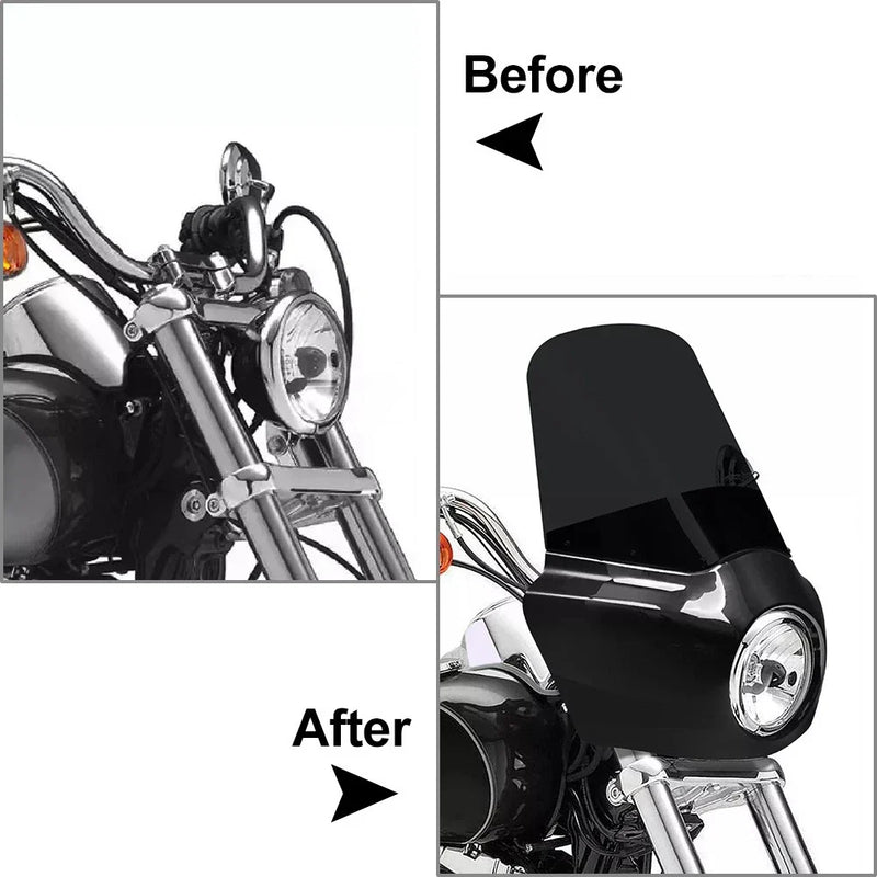 Harley Softail Street Bob 15" Black Headlight Fairing Windshield (18-24)