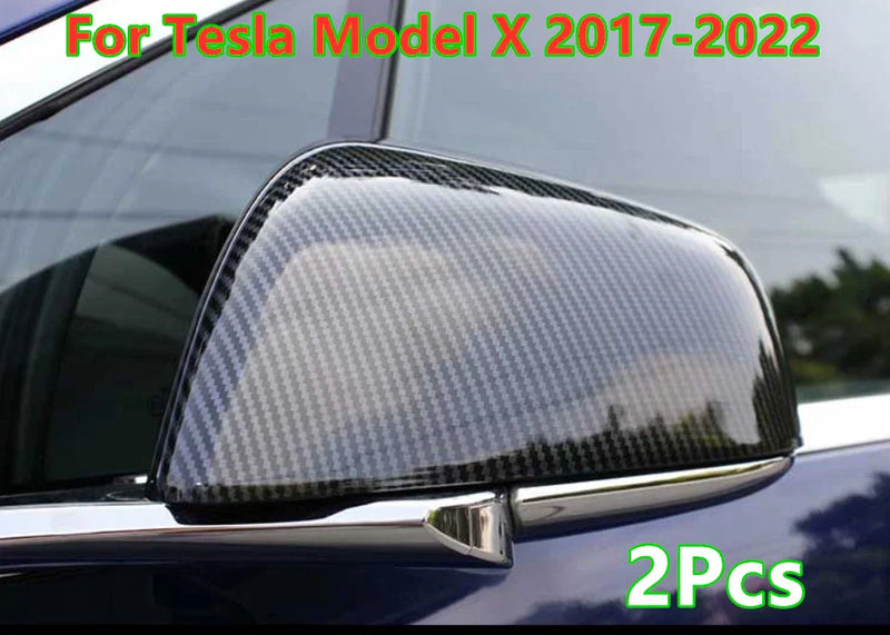 Tesla Model X Carbon Fiber Rear View Side Mirror Cover Trim (2017–2021)