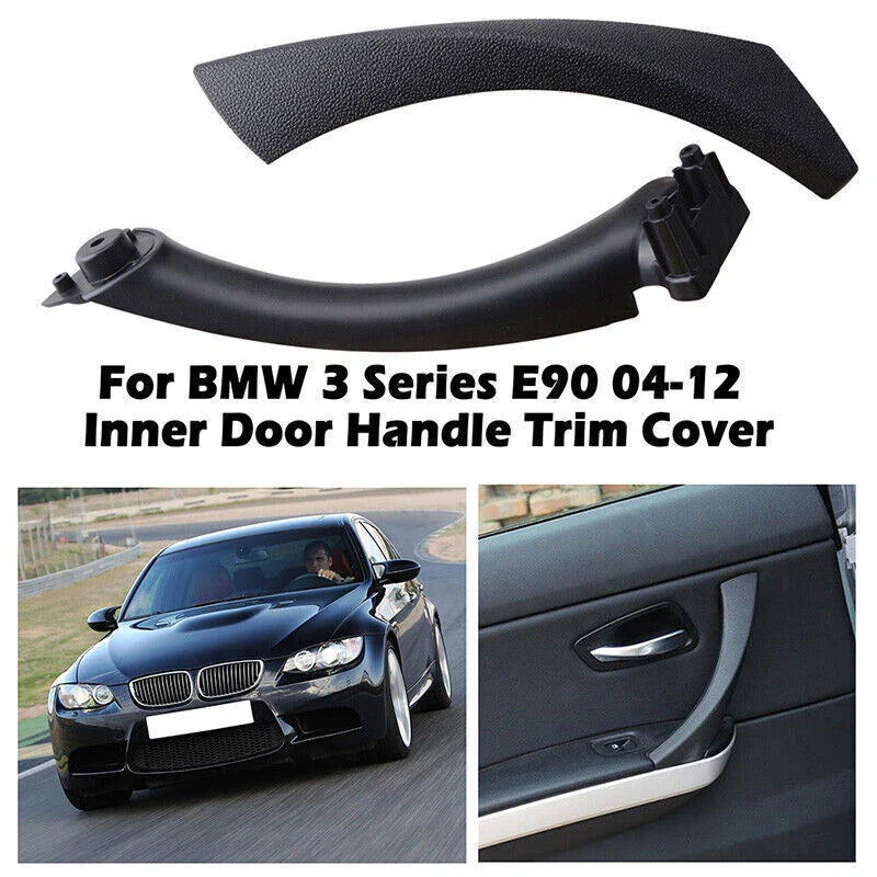 BMW E90 328i Black Inner & Outer Door Panel Handle Pull Trim Cover (2007-2013)