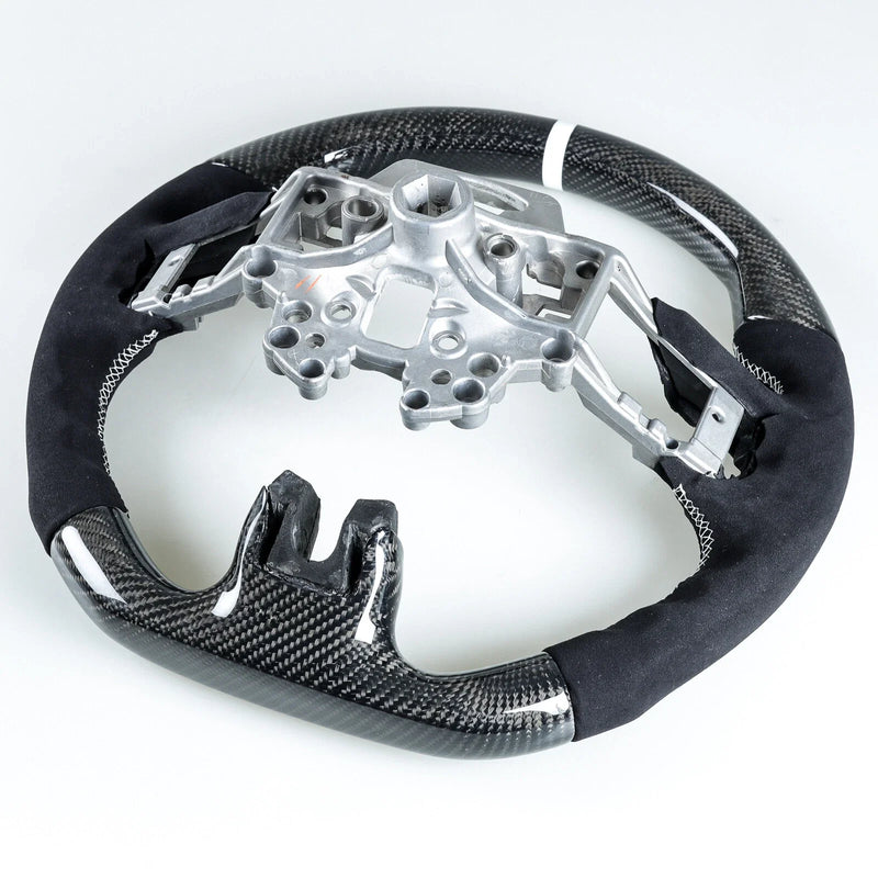 Ford Mustang Steering Wheel Carbon Fiber Suede White (2019-2022)