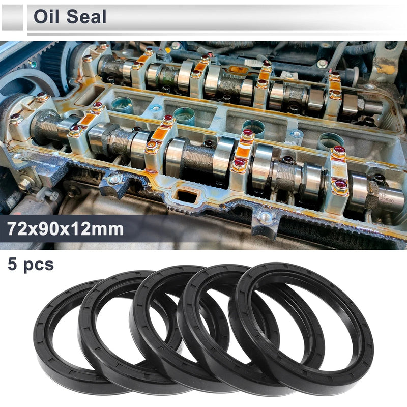 Oil Seal 72x90x12mm Nitrile Rubber Black 5 Pcs