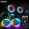 Headlight DRL Bluetooth 95MM RGB COB LED Angel Eye Halo Ring Lights