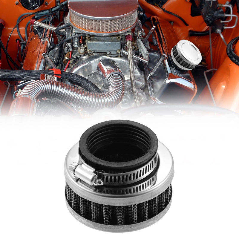 Motorcycle Universal / 40-42mm / Air Filter Cleaner Round Tapered Silver Tone