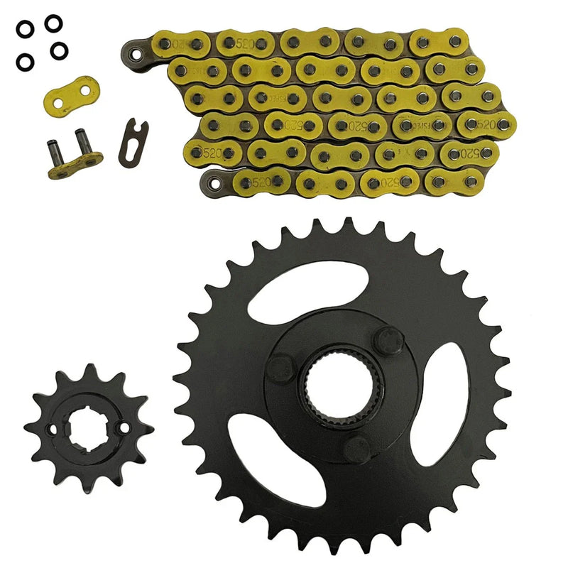 Polaris RZR 170 Yellow 520x60 O-Ring Chain & 12/32 Sprockets (2009–2016)