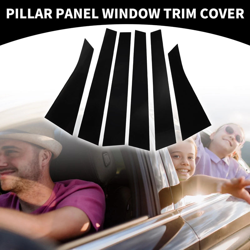 Chevrolet Impala (2006-2013) Black 6 x Car Pillar Window Trim Covers