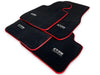 BMW M6 Series F12 (2012-2019) - Black Red Rounds Premium Floor Mats