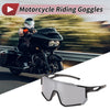 Motorcycle Riding Goggles Silver Tone Lens Black Frame Triacetyl Cellulos