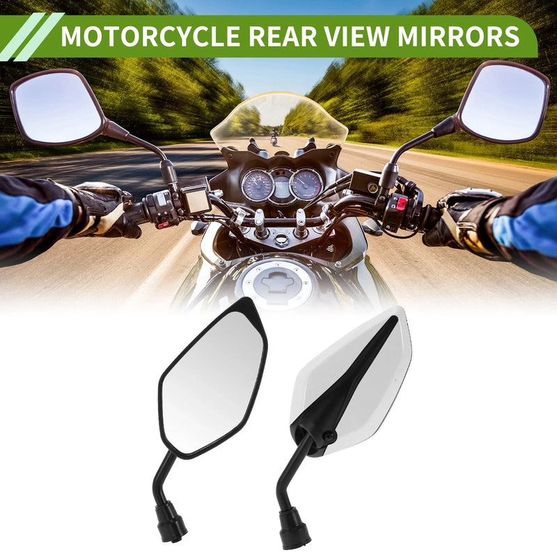 M10 Motorcycle Rear View Mirrors / 1 Set / Leaf Shape White Iron Plastic