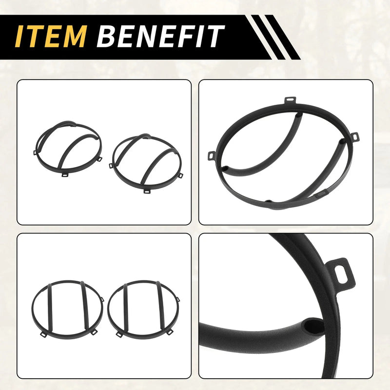 Jeep Wrangler (2007-2017) Black Headlight Round Grill Guard Covers