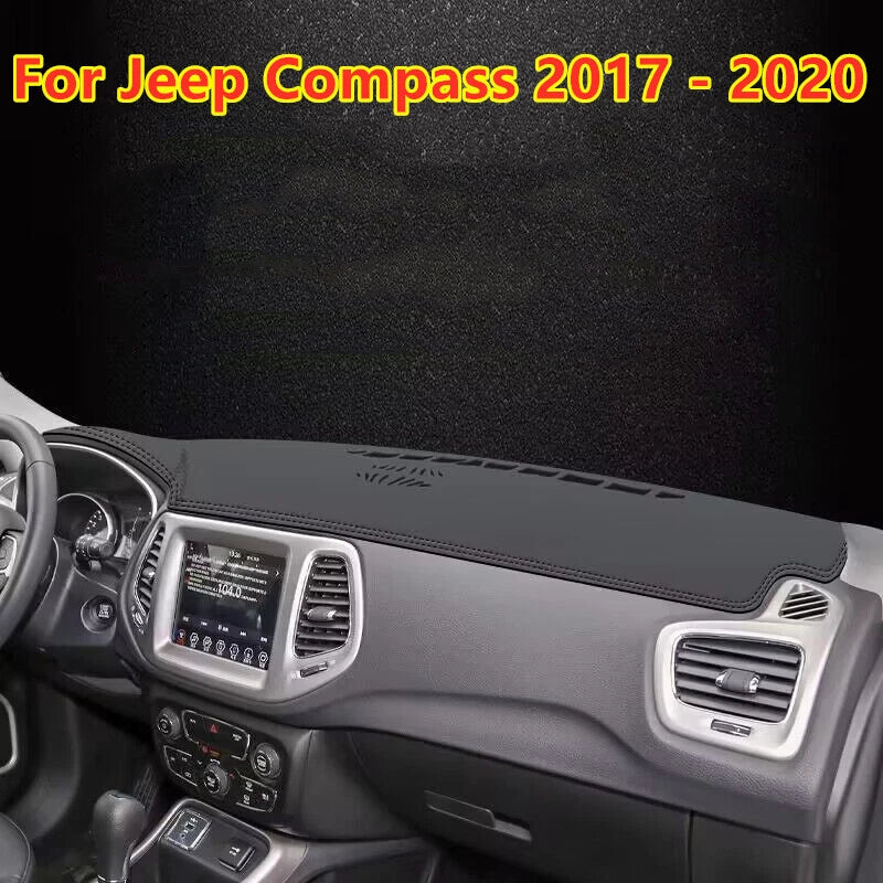 Jeep Compass Leather Dashboard Cover Dash Protector Mat Black (2017–2020)